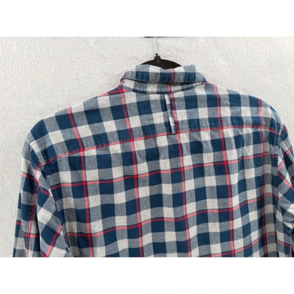 Banana Republic Flannel Shirt Mens Size S Gray Blue Grant‎ Luxe Tartan Heritage